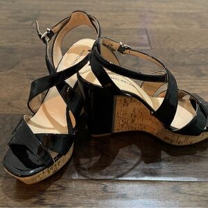 Antonio Melani Black Cork Wedges - Size 6.5